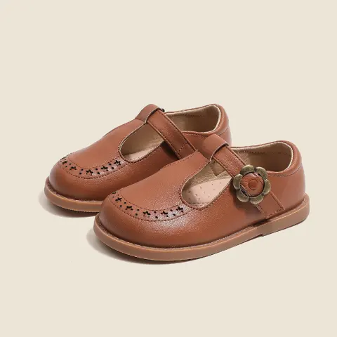Girls' Leather Shoes Genuine Non-slip Princess