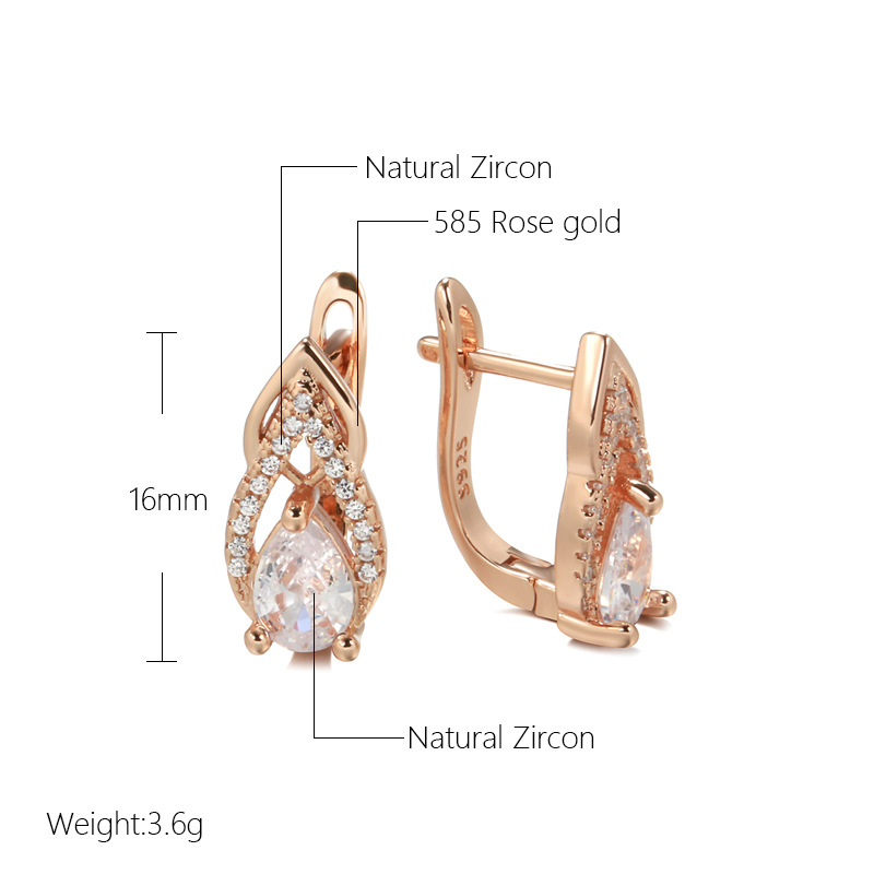 Elegant Graceful Versatile Zircon Gold Plated Women's Earrings Accessories