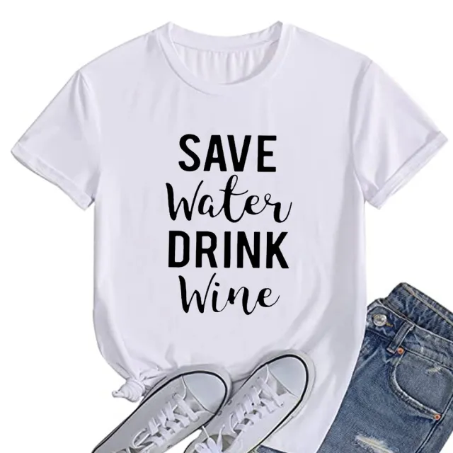 Women's Letter Short sleeved Loose Round Neck T shirt White - Shop at LoveMi