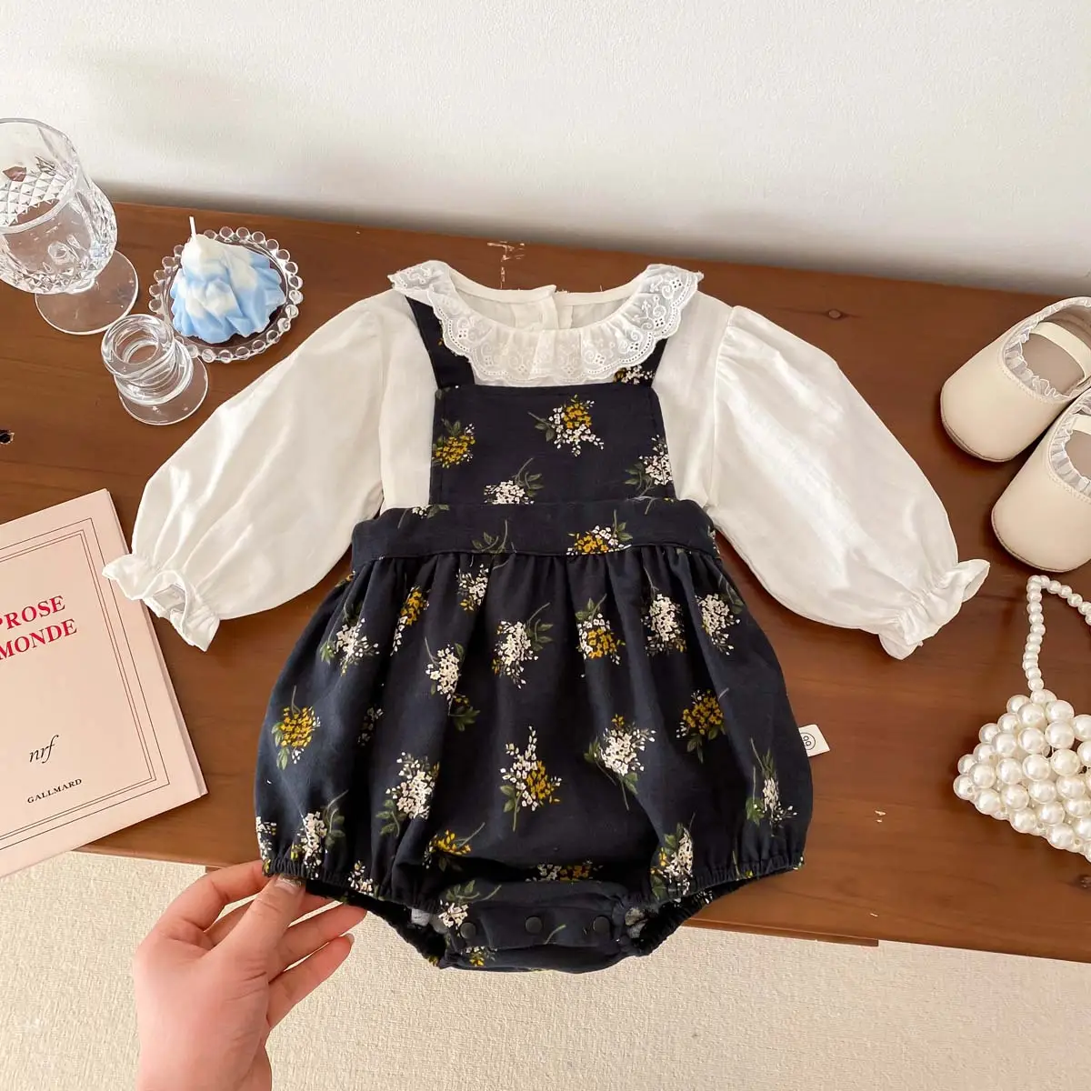 Baby Spring Clothes Small Floral Suspender Jumpsuit For Women