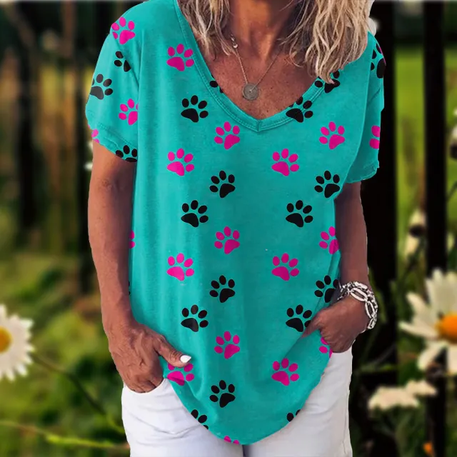 3D Printed Short Sleeve T shirt Women's Casual Half V neck T shirt Vtdws107847Sj93 Xl - Shop at LoveMi