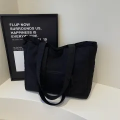 Large Capacity Female Solid Color Single-shoulder Bag - Black - View 1
