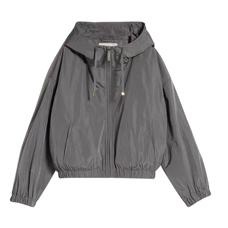 High Density Technology Fabric Drawstring Pocket Cap Casual Loose Short Coat