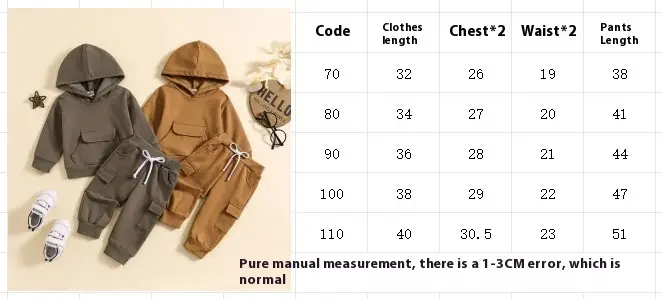 Solid Color Hooded Sweater With Pockets Overalls Suit Two-piece Set