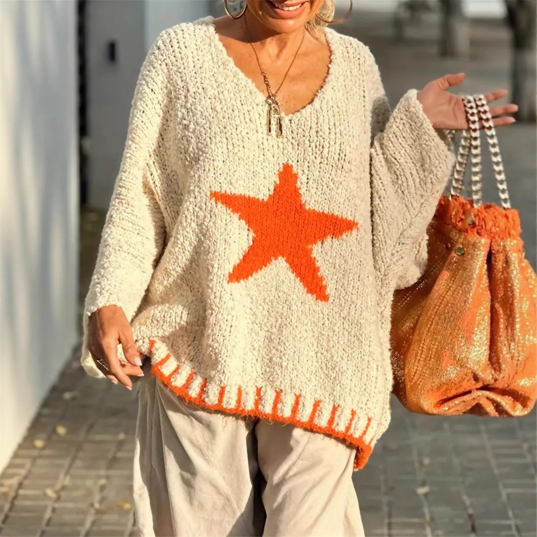V-Neck Knit Sweater