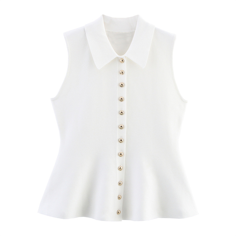 Short Skirt Hem Knitted Vest Top