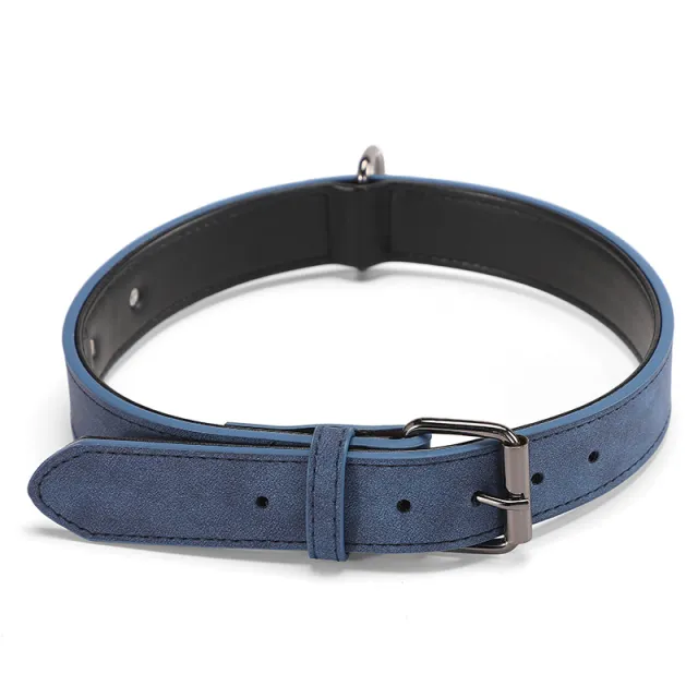 Pet Microfiber Leather Engraved Adjustable Anti lost Collar Blue - Shop at LoveMi
