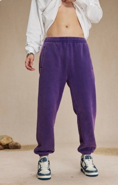 High Street American Retro Washed Distressed Batik Fleece Ankle-tied Casual Sweatpants Male