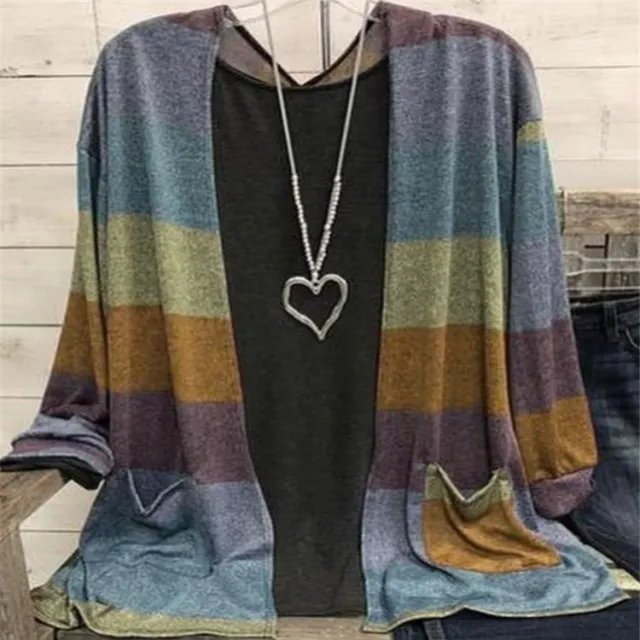 Women's Printed Casual Loose Cardigan Yellow - Shop at LoveMi