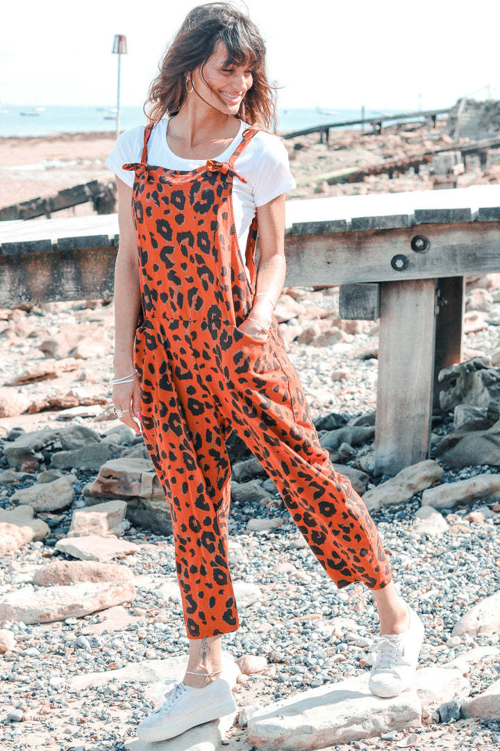 Title 3, Leopard Print Loose Plus Size All-match Jumpsuit