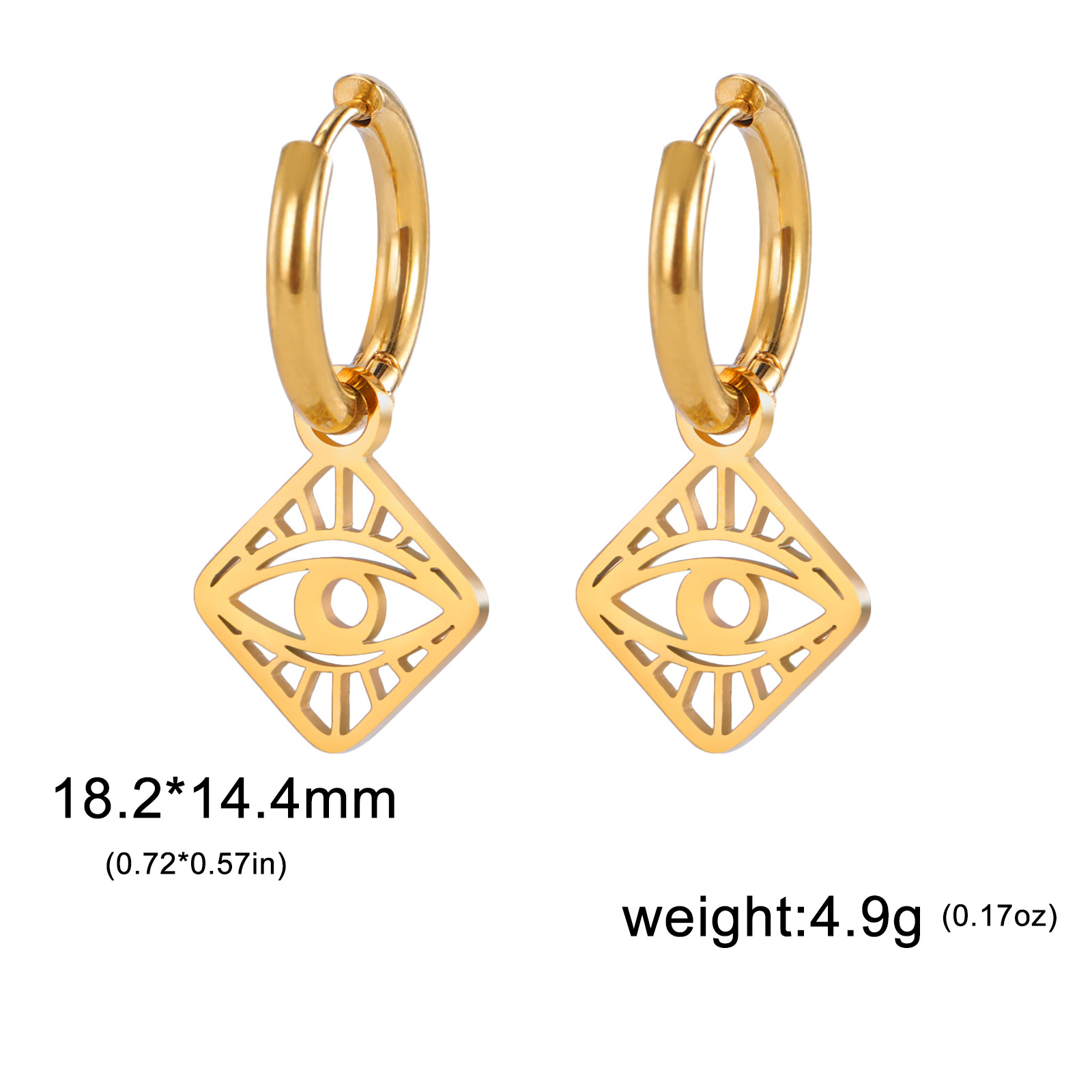 Stainless Steel Earrings Delicate Geometric Square Frame Hollow Eye Pendant Narrow Ear Clip Eardrops