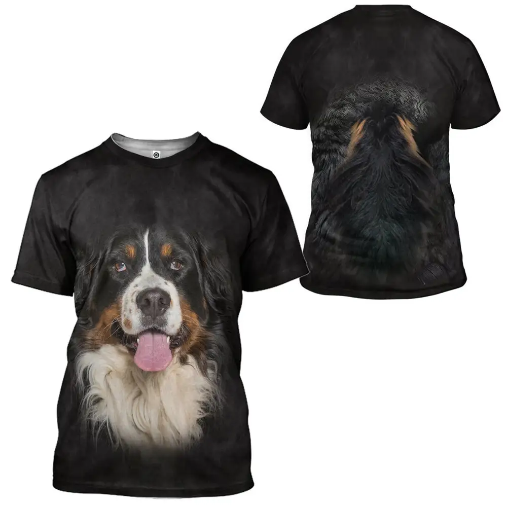 Men's T-shirt Fashion 3D Digital Animal Printing Top Round Neck Pullover Short Sleeve