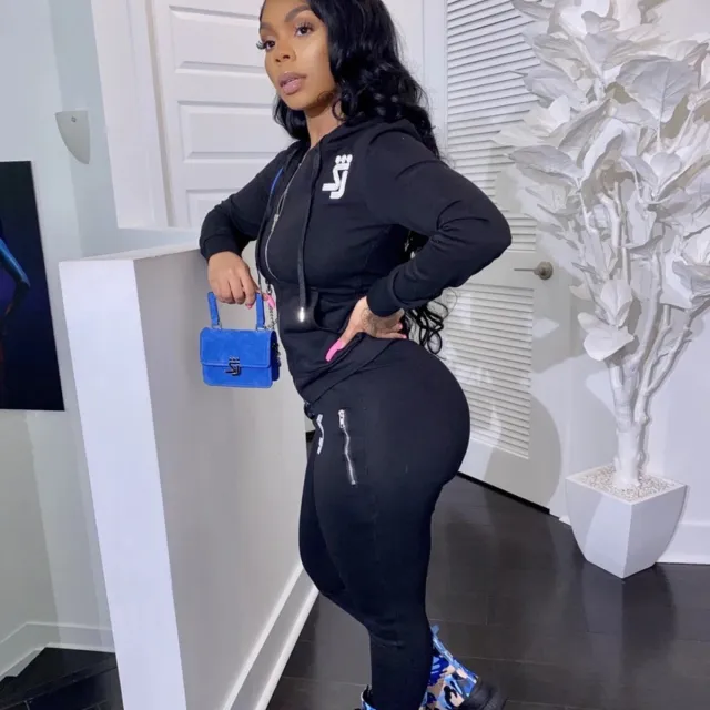 Hooded Casual Sports Sweater Suit Two piece Set Black - Shop at LoveMi