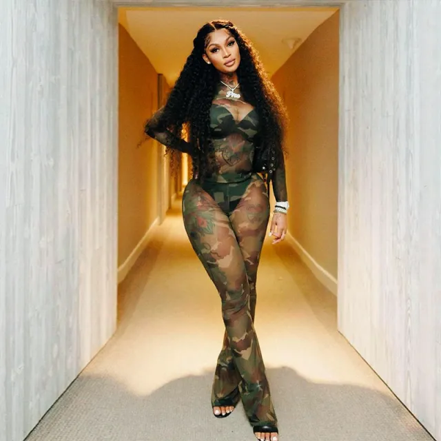 Spring And Summer New Mesh Top Tight Trousers Casual Suit Camouflage - Shop at LoveMi