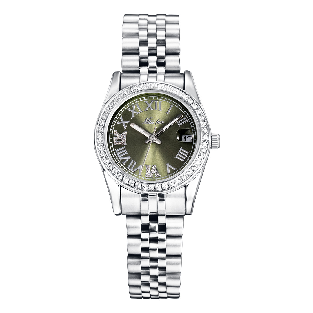 Womens Stylish Minimalist Elegant Luminous Stainless-steel Watch With Diamond Accents 4