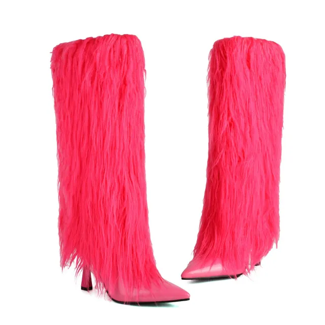 Autumn And Winter Stiletto Heel 33 46 Large And Small Size Women's High Boots Pink - Shop at LoveMi