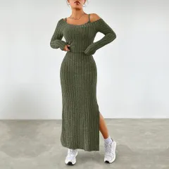 Women's Simple Elegant Fashion Set Strapless Dress - Gray Green - View 1