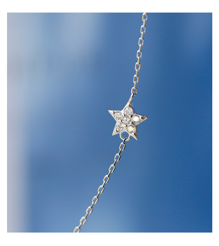 Title 8, Silver star moon tassel necklace female