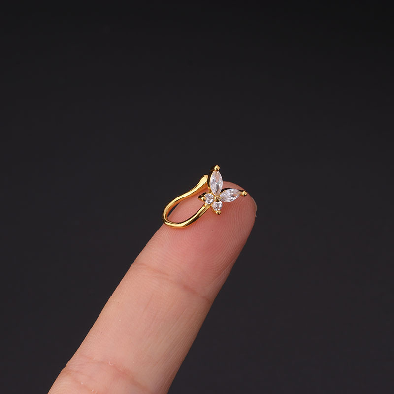 Title 11, Brass Set Zircon Non-porous Piercing Clip Nose ...