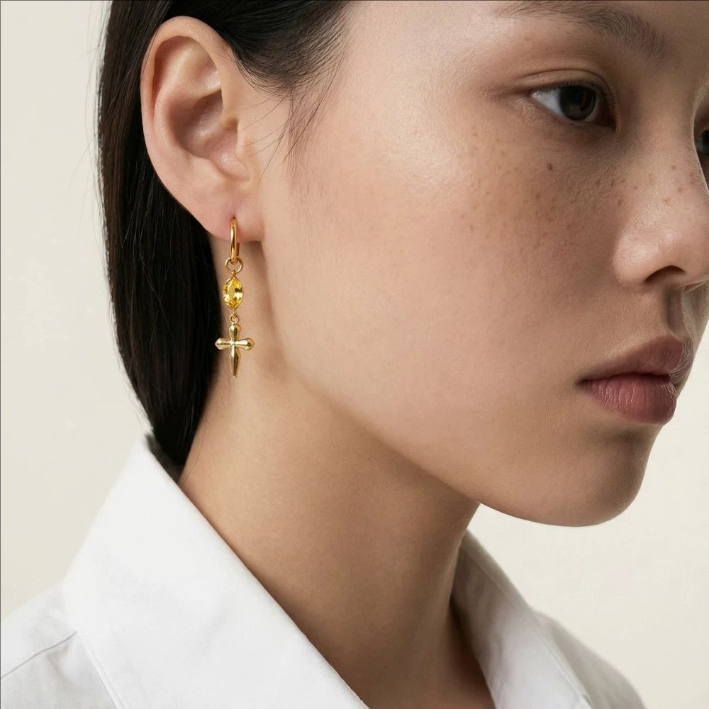 Women's Stainless Steel Colorful Zircon Earrings