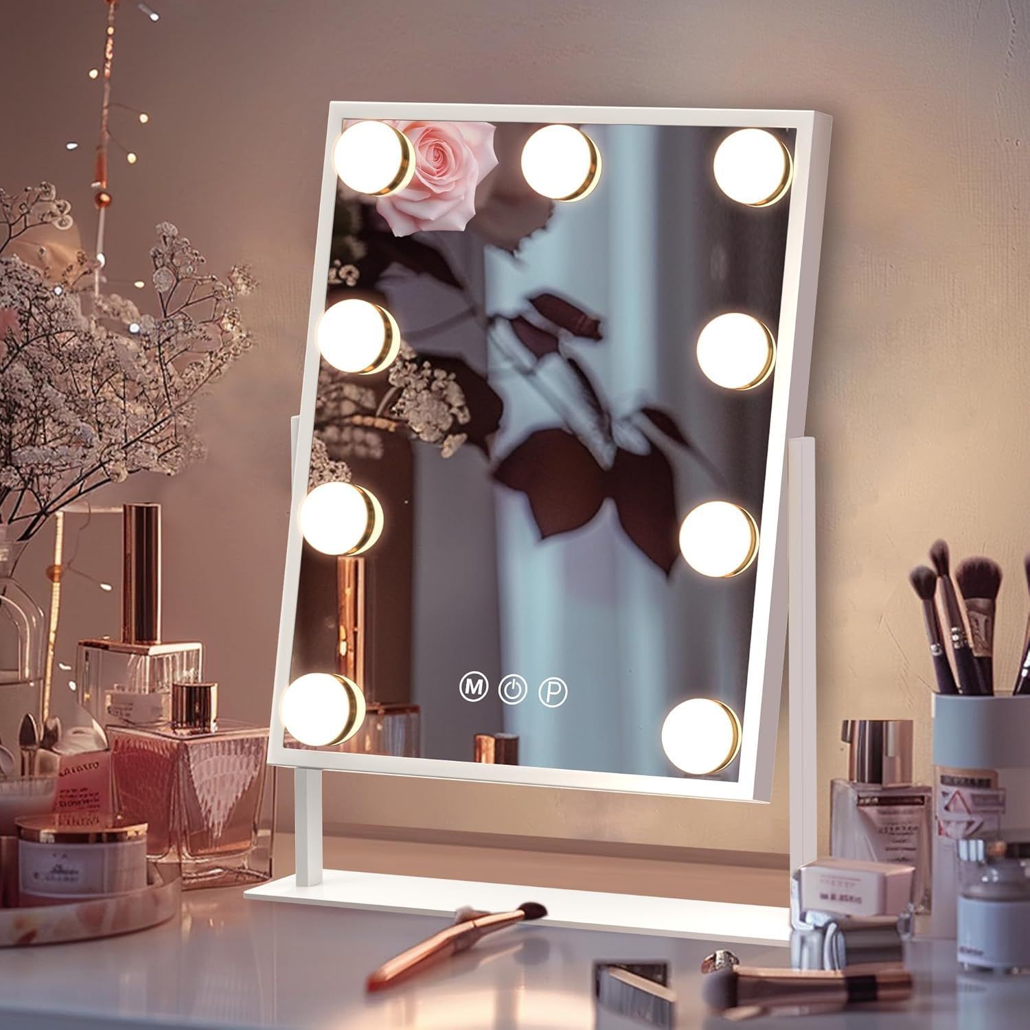 Tabletop Vanity Mirror With Built-in Light Bulb 3