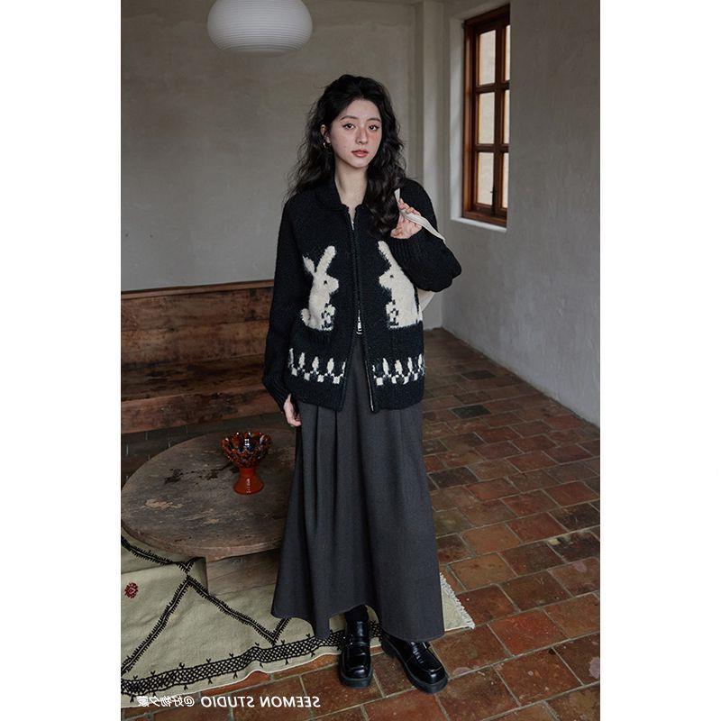 Women's Wool Cardigan Spring Autumn Knitwear Outer Wear Soft