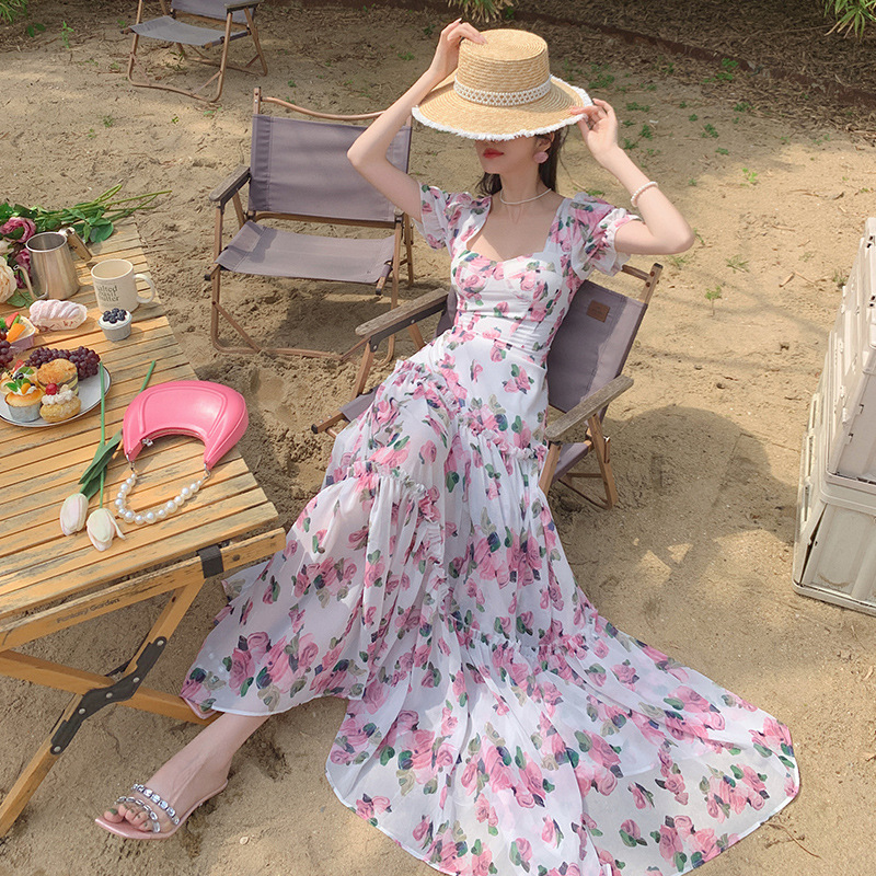 Floral Puff-Sleeve A-Line Dress, picture 2 of 9