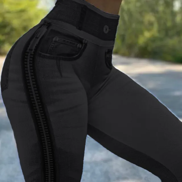 High Waist Fitness Pants For Women Close fitting And Slim fitting Denim Yoga Pants Black - Shop at LoveMi
