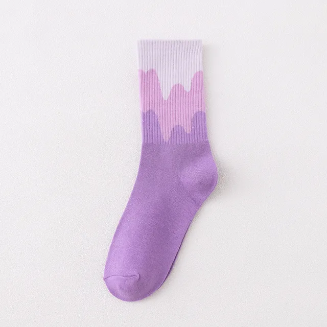Men's And Women's Fashionable Warm Color Matching Mid calf Socks Dark Purple - Shop at LoveMi