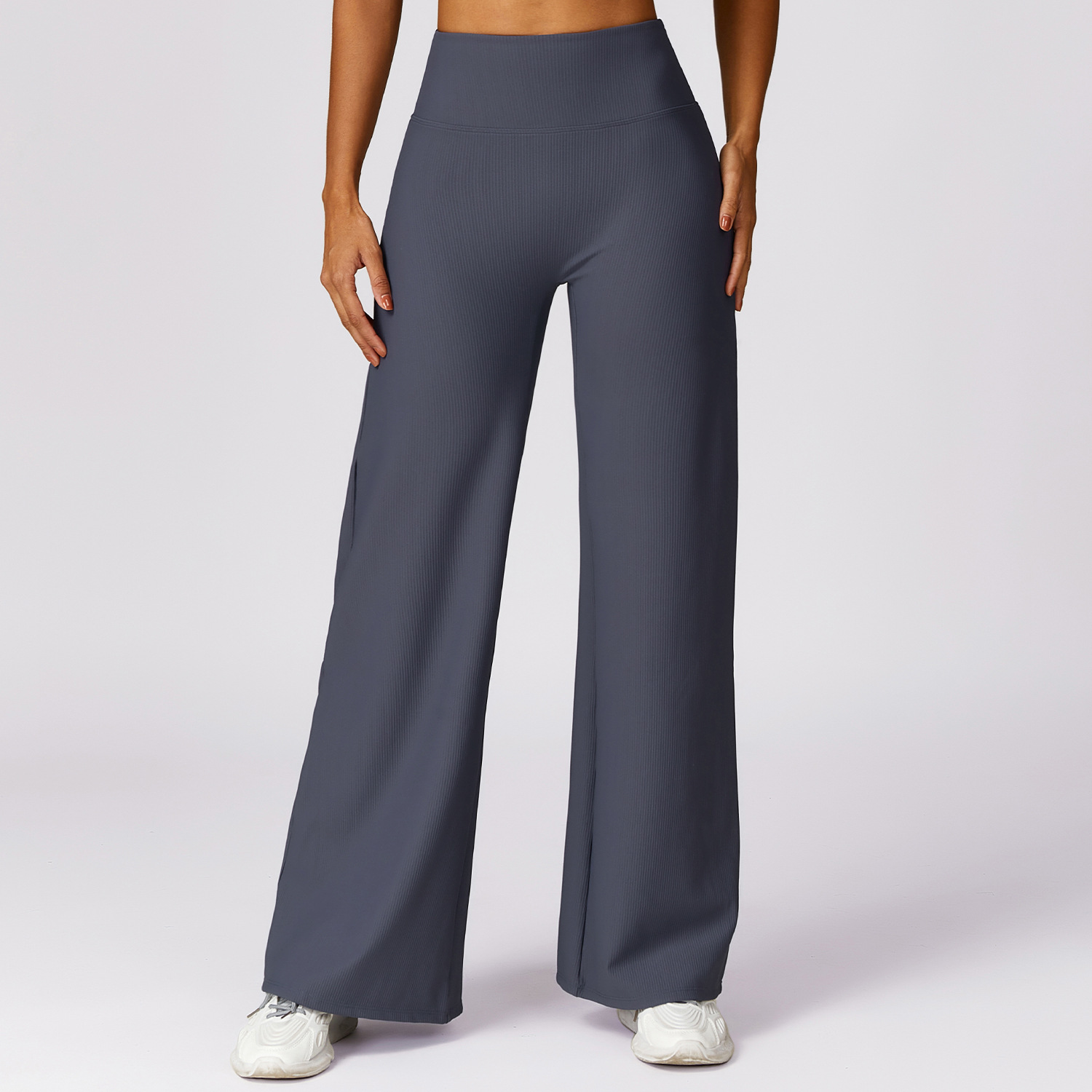 Thread High Waist Casual Straight Wide Leg Quick drying Loose Track Pants Gray - Shop at LoveMi