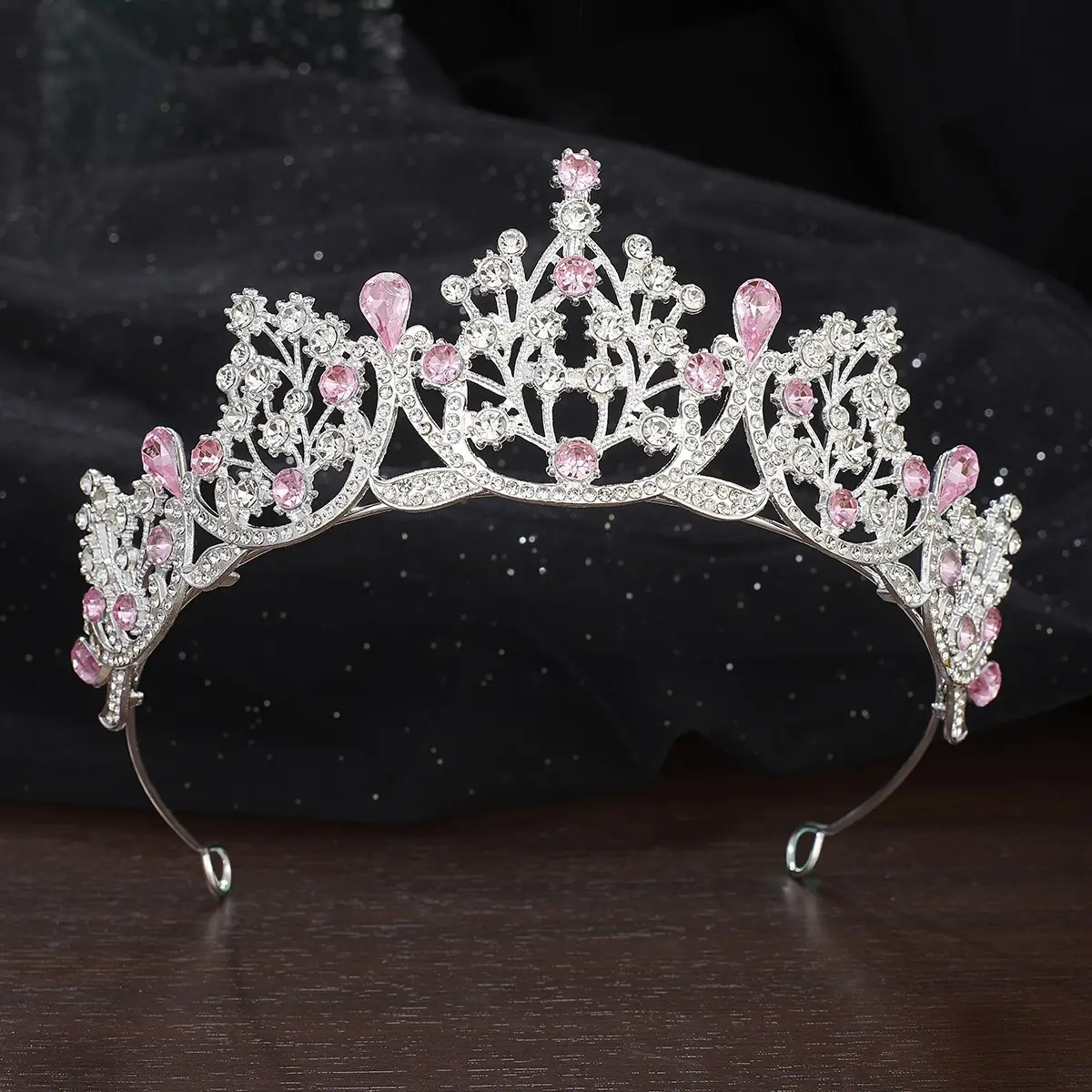 Bridal Crown Headpiece Waterdrop Rhinestones Womens 18th