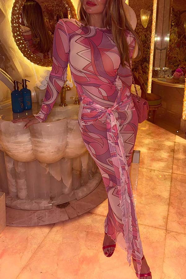 Slimming Stretchy Mesh Bodycon Beach Vacation Dress Rose - Shop at LoveMi