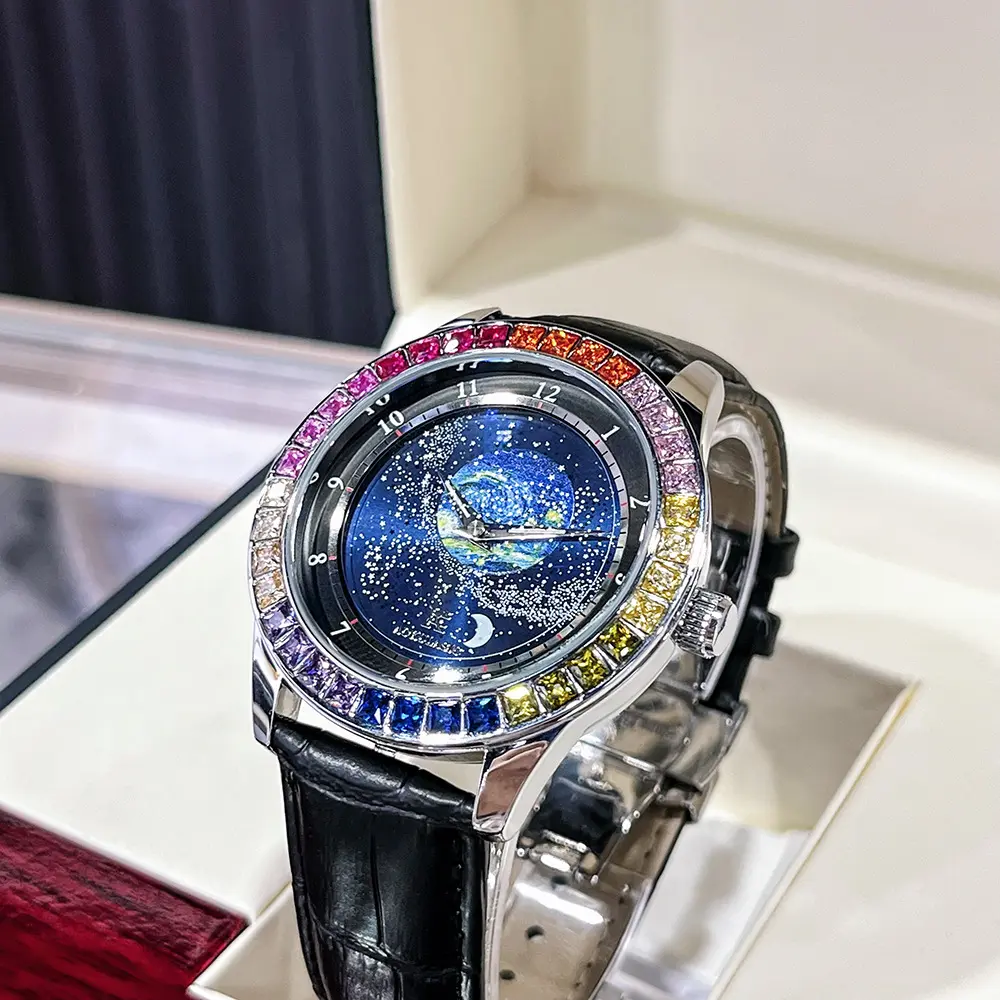 Ogulas Starry Sky Colorful Crystals Automatic Mechanical