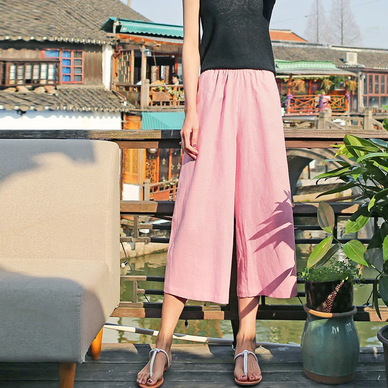 Title 3, Womens cotton and linen wide leg pants, thin l...