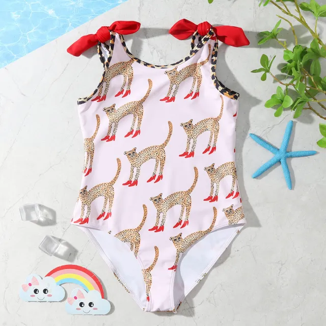 Girls' Leopard print Comfortable And Highly Elastic One piece Bodysuit Pink - Shop at LoveMi