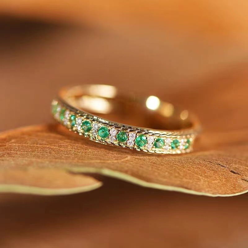 Women's Green Zircon Simple Versatile Opening Ring