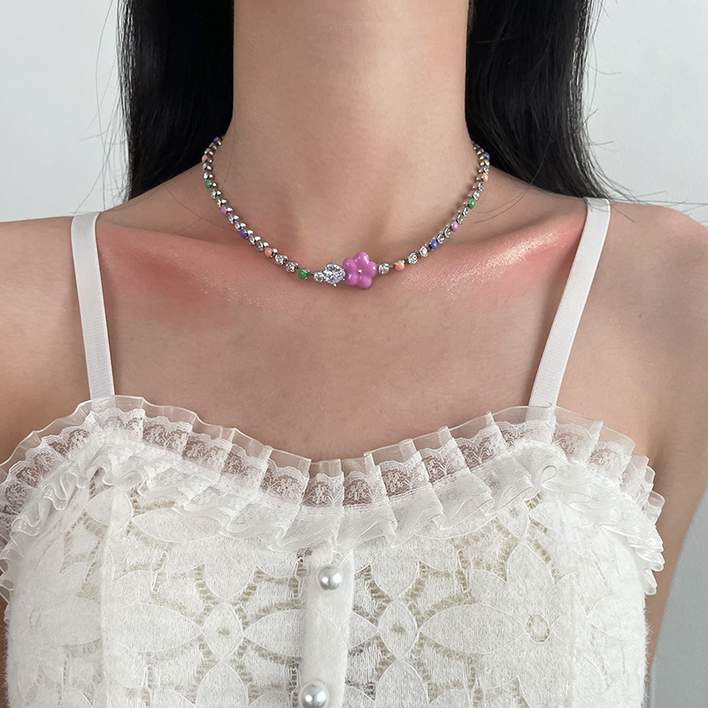 Colorful Oil Necklace Flower Necklace Super Girl All-match