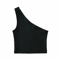 Women's Fashion Short Shoulder Vest - Black - View 1
