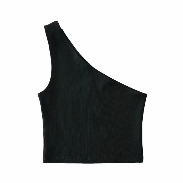 Women's Fashion Short Shoulder Vest Black - Shop at LoveMi