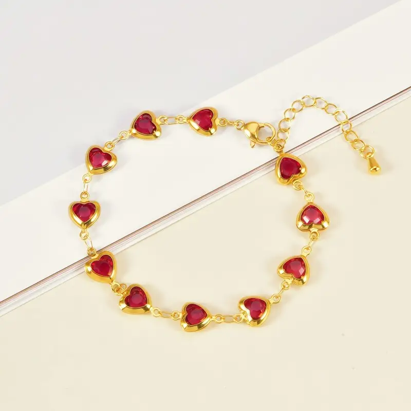 Fashionable Colorful Diamond Heart Bracelet For Women