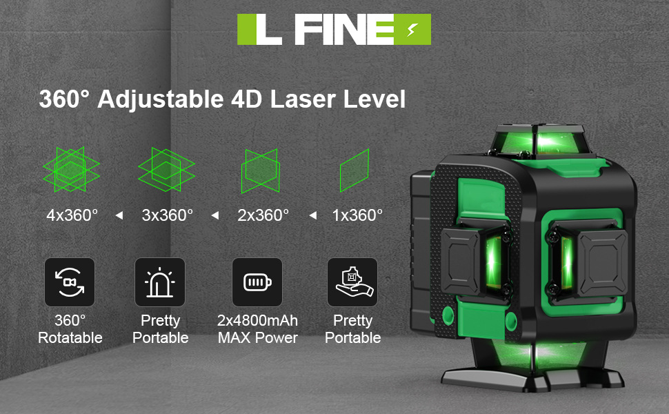 Title 3, Livella laser verde 3D a 16 linee per un alline...