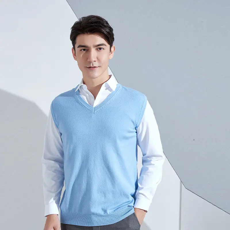 Mens Vest Knitted Waistcoat Sleeveless Sweater