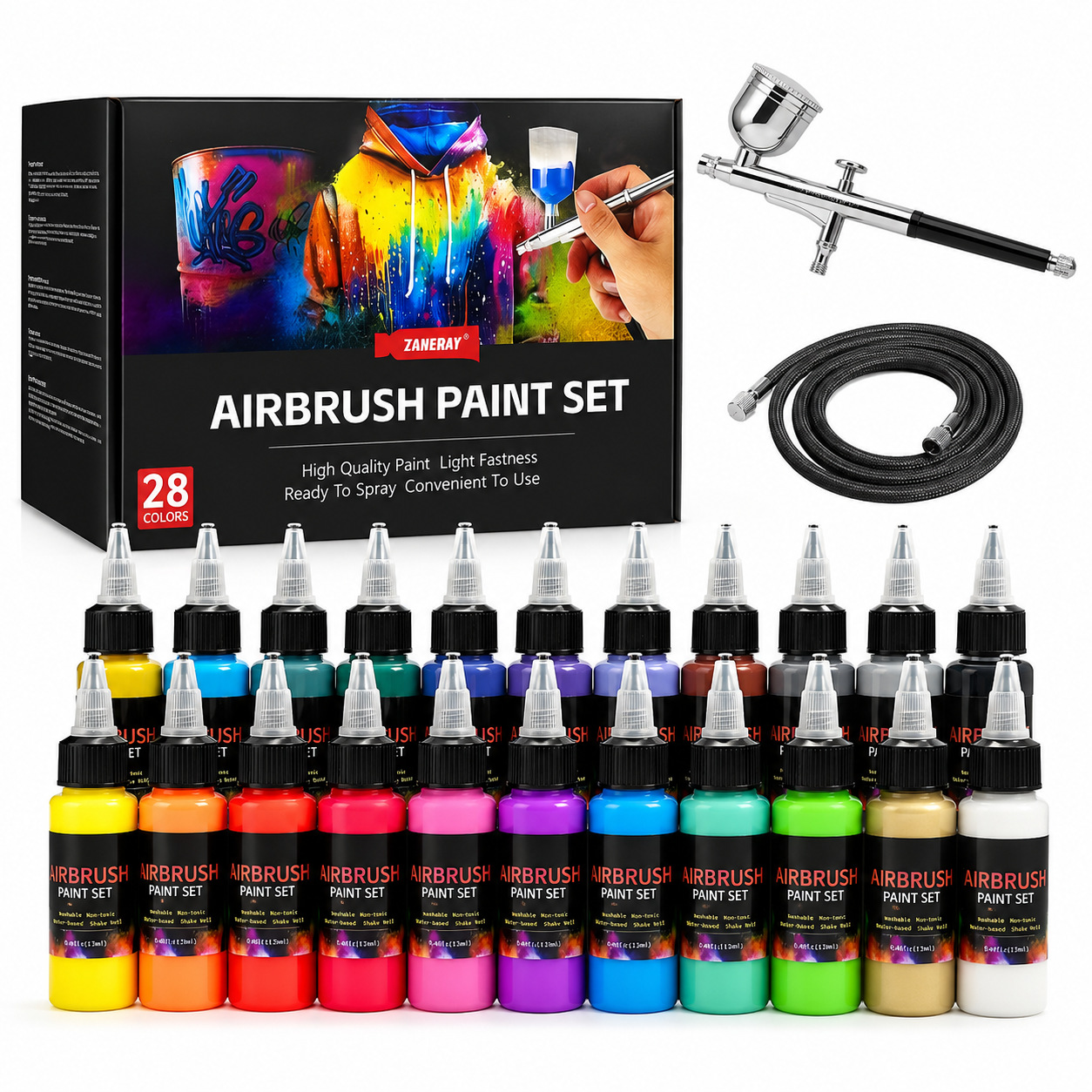 28-color Airbrush Paint, Acrylic, 30 Ml, Water-based