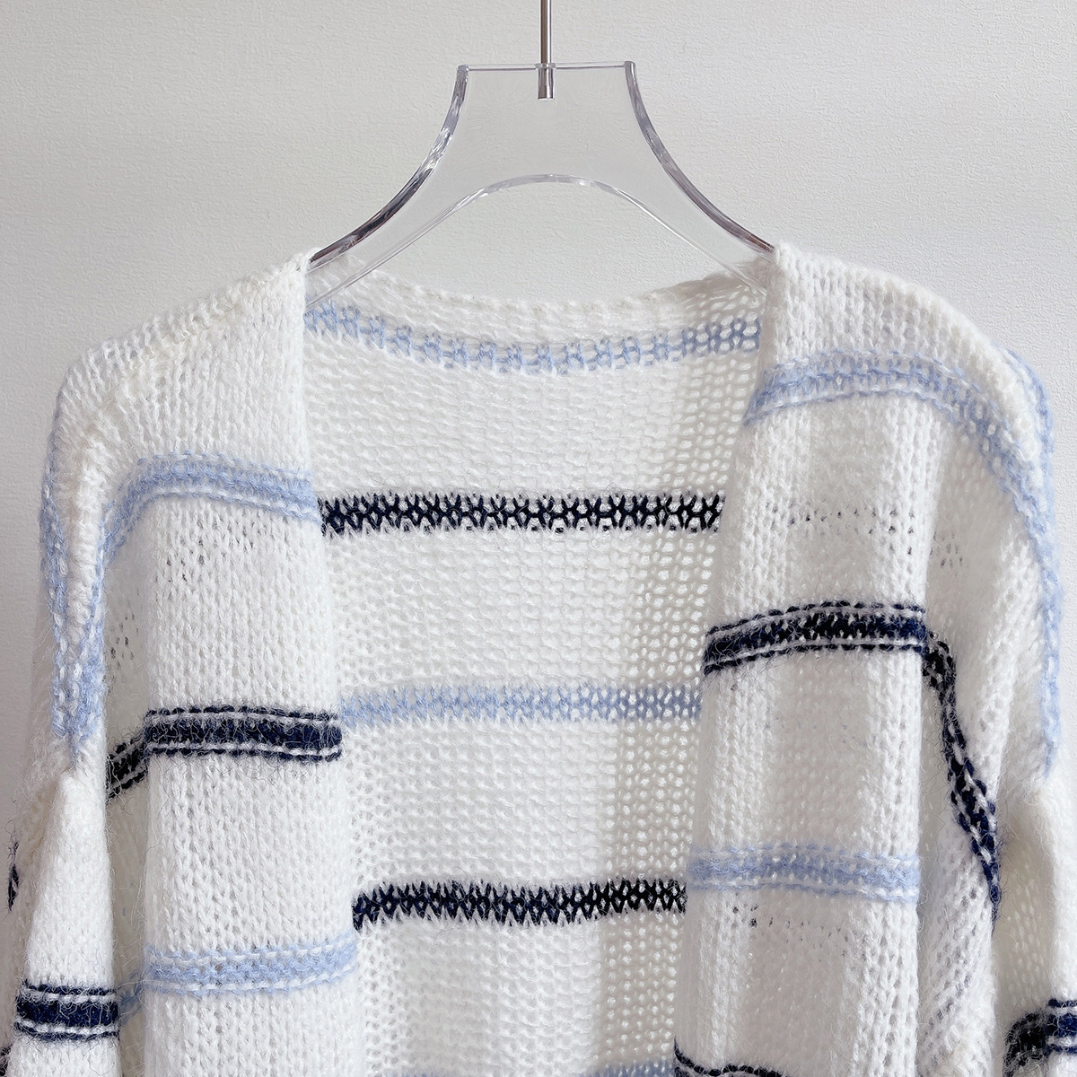 Design Sense Niche Loose Fashionable Versatile Contrast Color Striped Idle Style Knitted Sweater