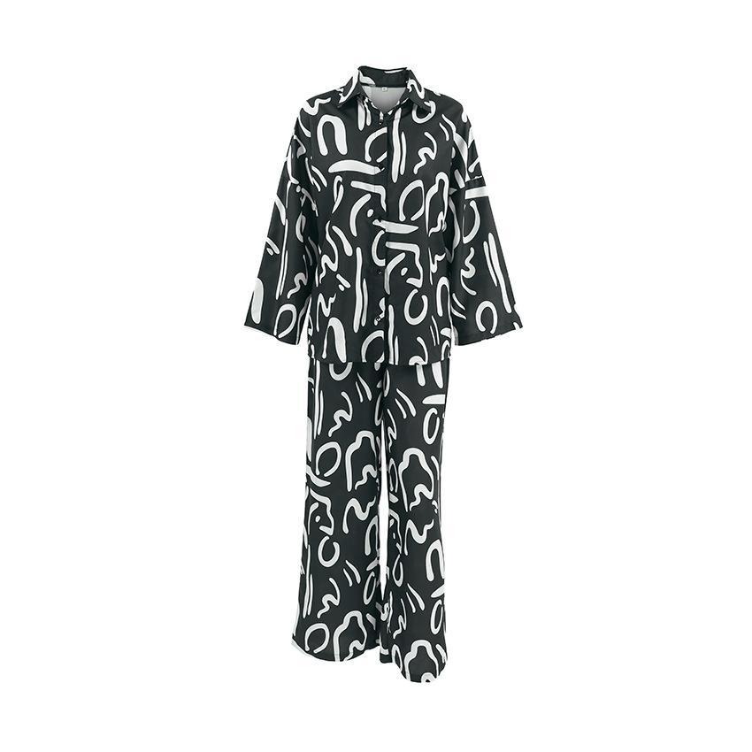 Silk-like Printed Cardigan Long-sleeved Homewear