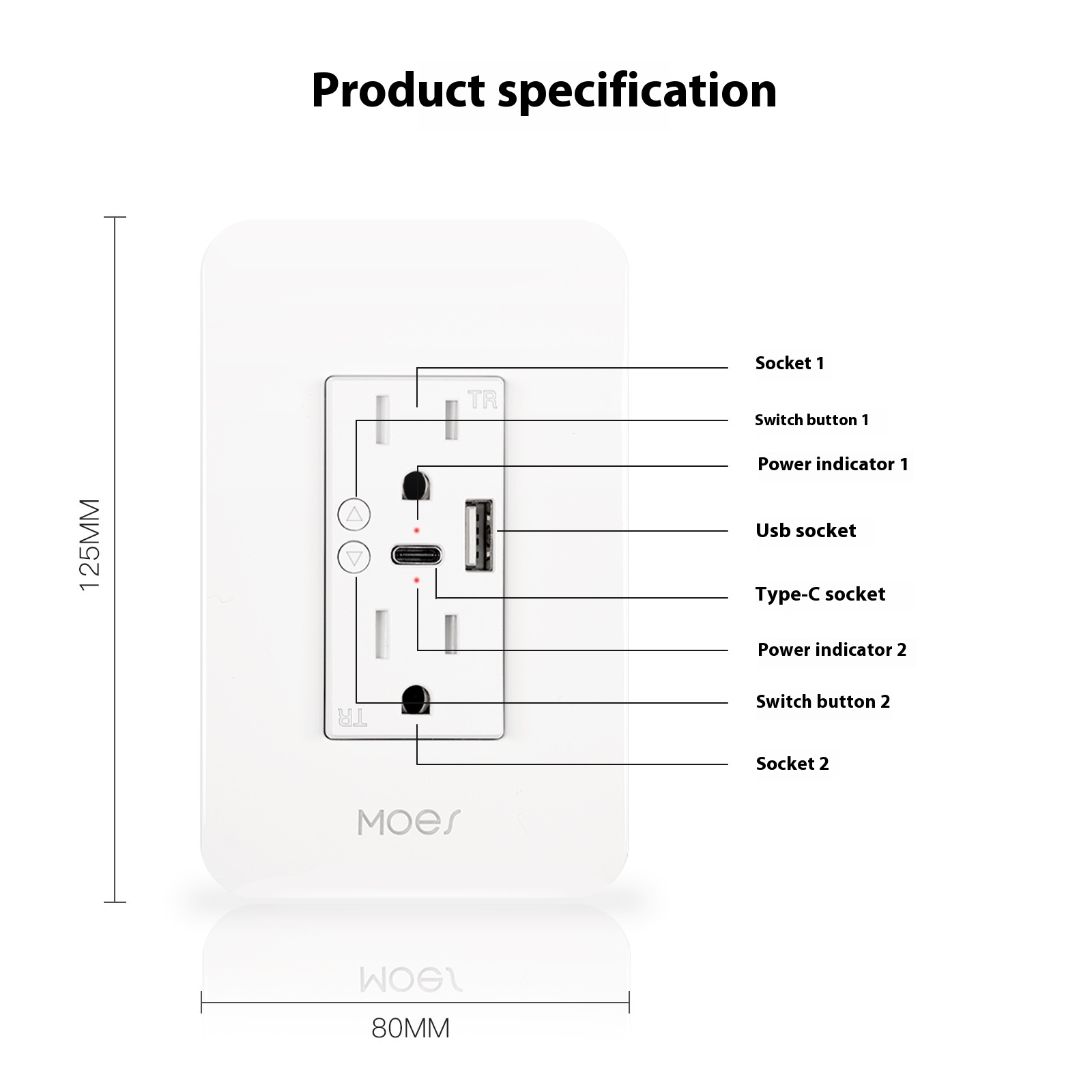 WiFi Smart Dual Charging Port Socket (U.S. Regulations) – USB & Type-C