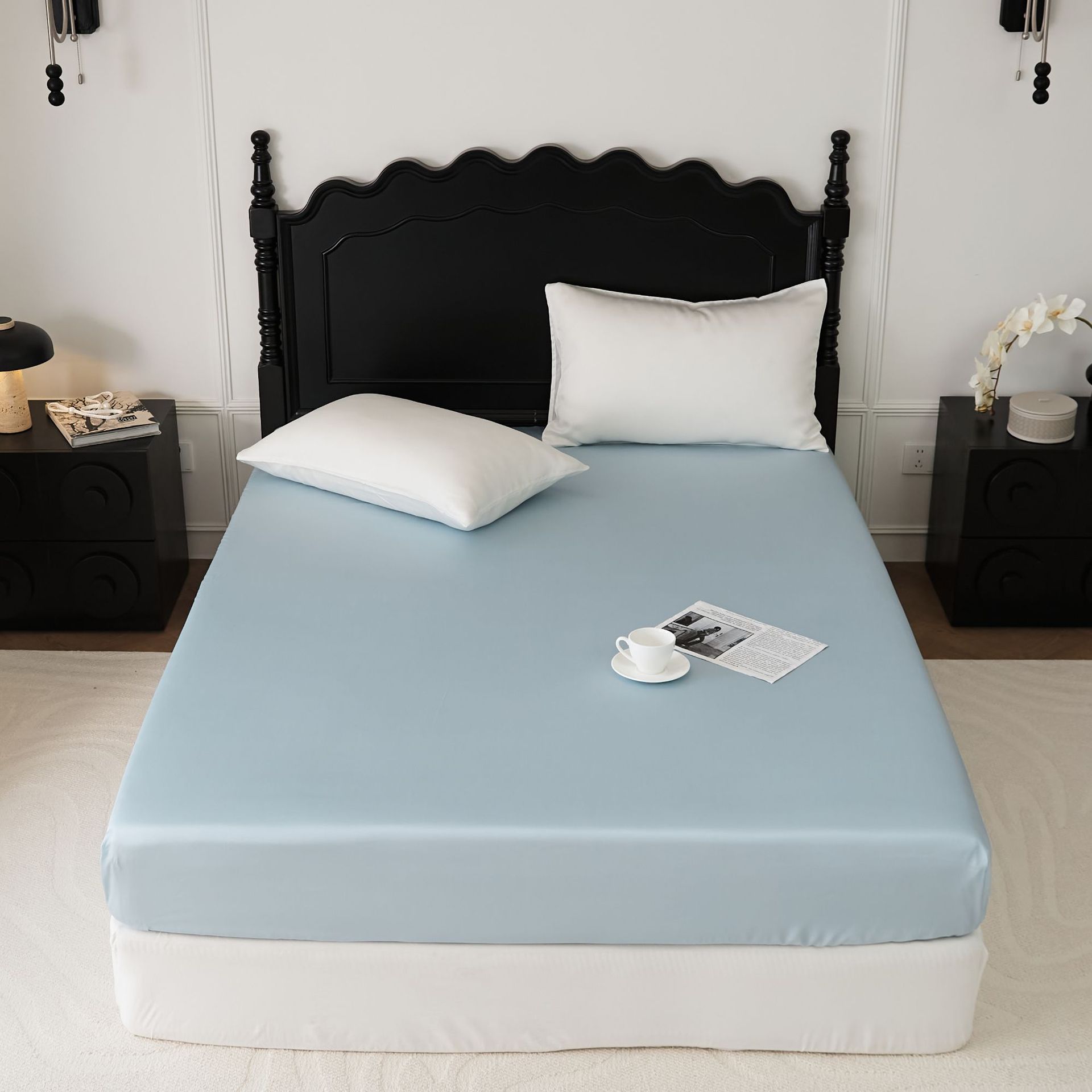 Cooling Solid-color Pillowcase Single Bed Sheet And Fitted Sheet