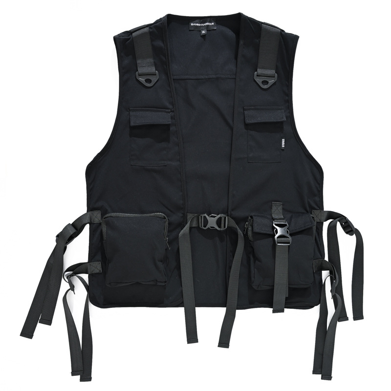 Trendy Brand Men's Springsummer Autumn Sleeveless Workwear Casual Vest Hip Hop Style Street Jacket Waistcoat Vest Waistcoat