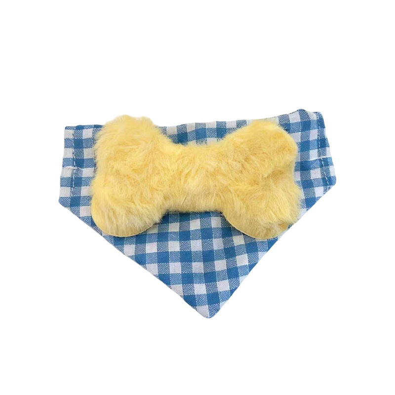 Pet Plaid Plush Bone Bow Saliva Towel thumbnail 5