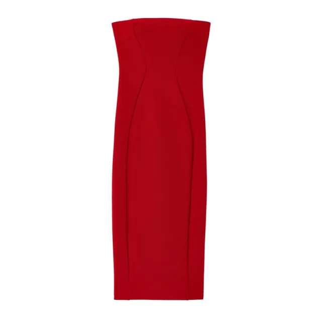 European And American Style Fashion Simple Slim Crepe Tube Top Dress Red - Shop at LoveMi